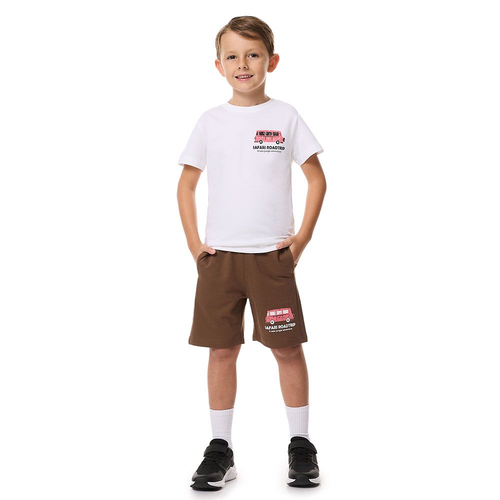 Victor And Jane - 2pc-Set - Boy's T-Shirt And Pull-On Shorts - Safari Road Trip