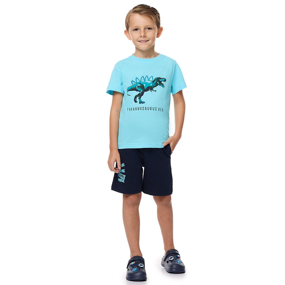 Victor And Jane - 2pc-Set - Boy's T-Shirt And Pull-On Shorts - T-Rex