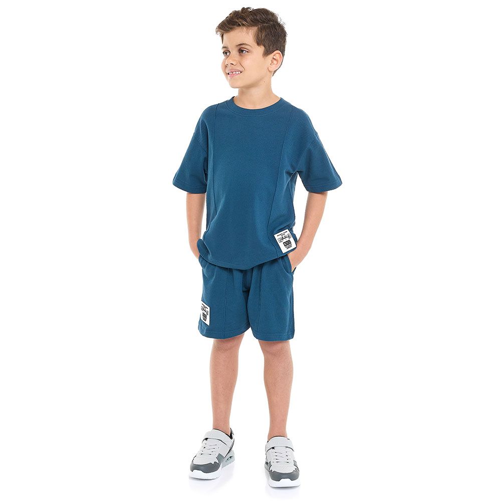 Victor And Jane -  Boys' Cord Set - Navy T-shirt And Shorts Set - 2 To 9y