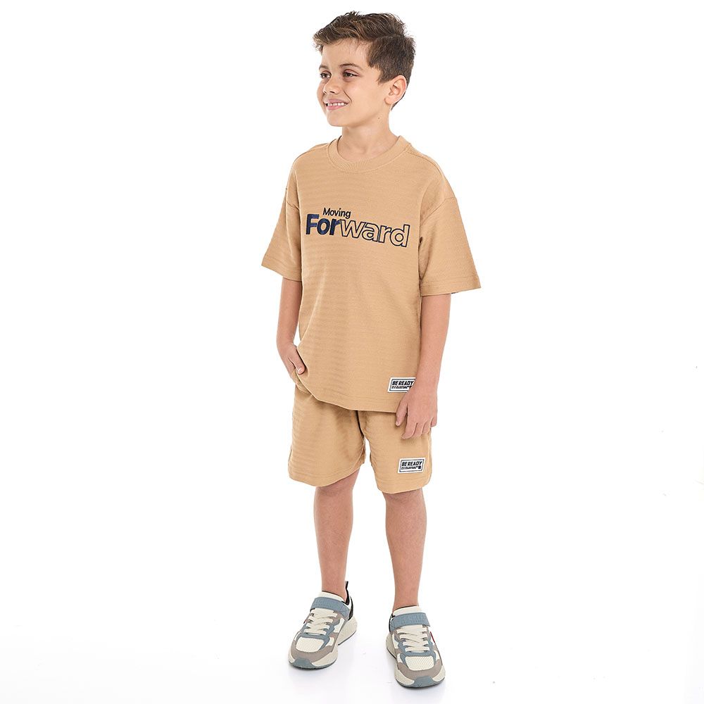 Victor And Jane - 2pc-Set - Boys' Striped Jacquard - Sand