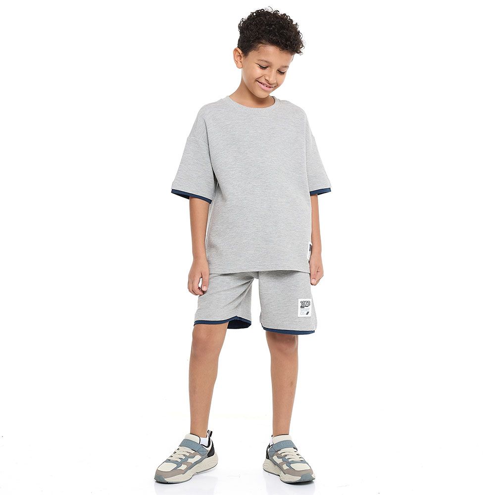 Victor And Jane - Boys T-Shirt And Shorts Cord Set - Grey