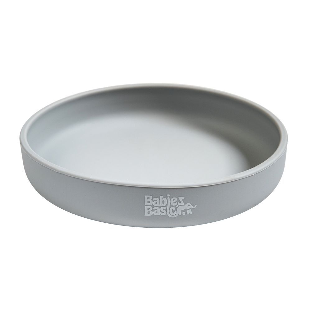 Babies Basic - Baby Feeding Silicone Plate With Suction - Grey