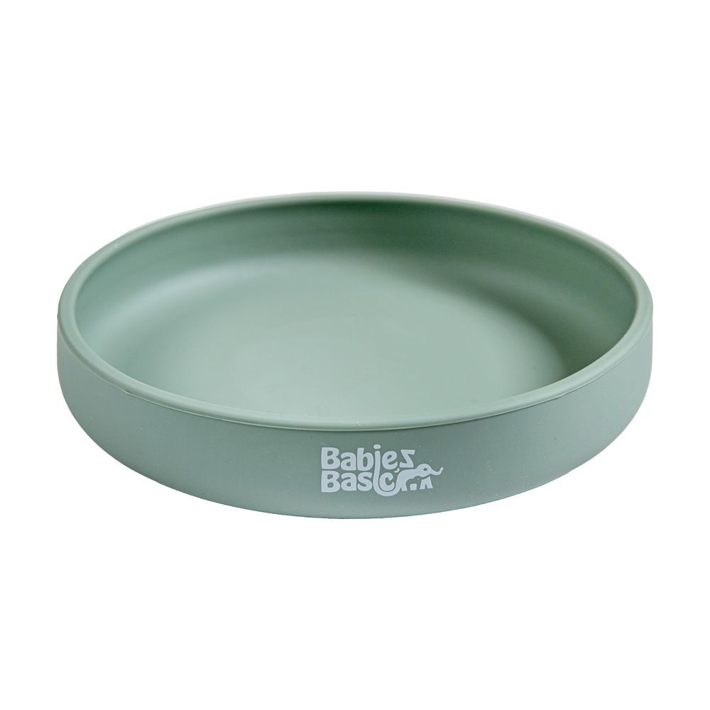 Babies Basic - Baby Feeding Silicone Plate With Suction - Green