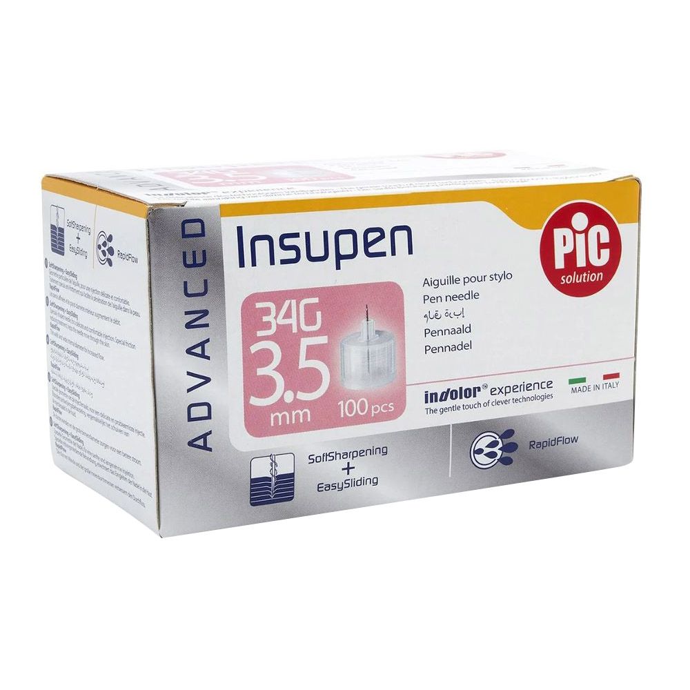 Pic - Original Insupen Insulin Pen Needle - 34 g x 3.5 mm - 100 Pcs