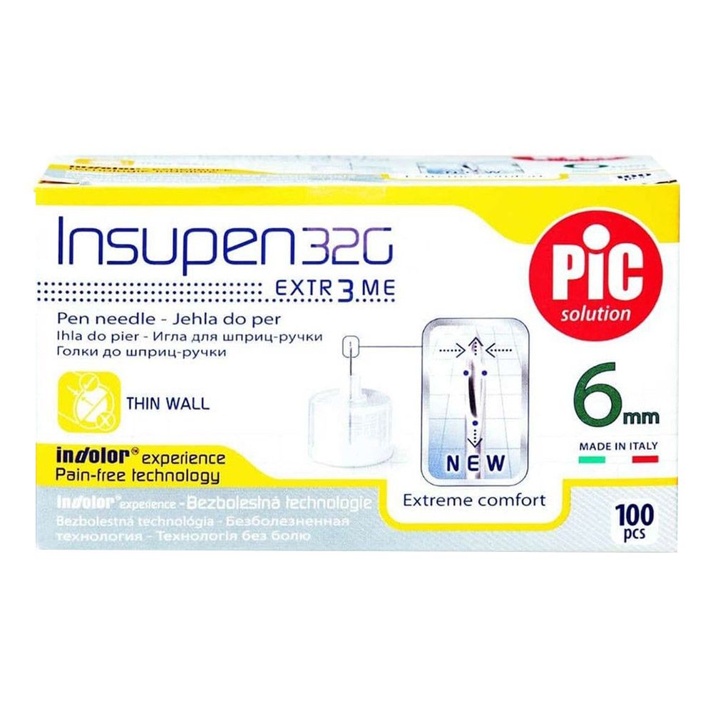 Pic - Insulin Pen Single Use Needles - 32 g x 6 mm - 100 Pcs