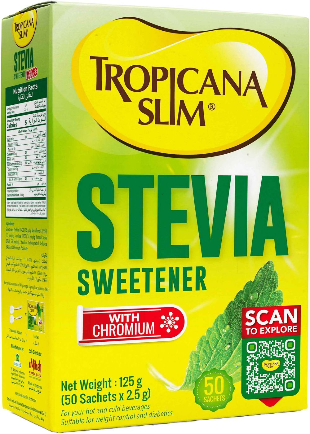 Tropicana Slim - Stevia Sweetener With Chromium - 50 Sachet