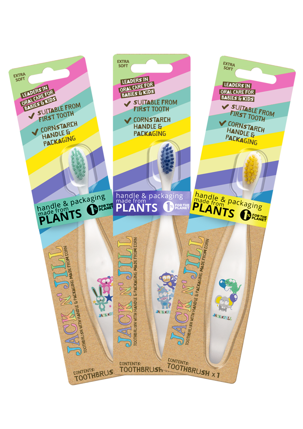 Jack N' Jill - Animal Party Fun Kids Toothbrush - Style May Vary - 1 Pc
