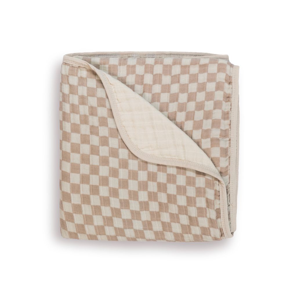 Itzy Ritzy - Cotton Muslin Baby Blanket - Checkerboard - 76x101 cm