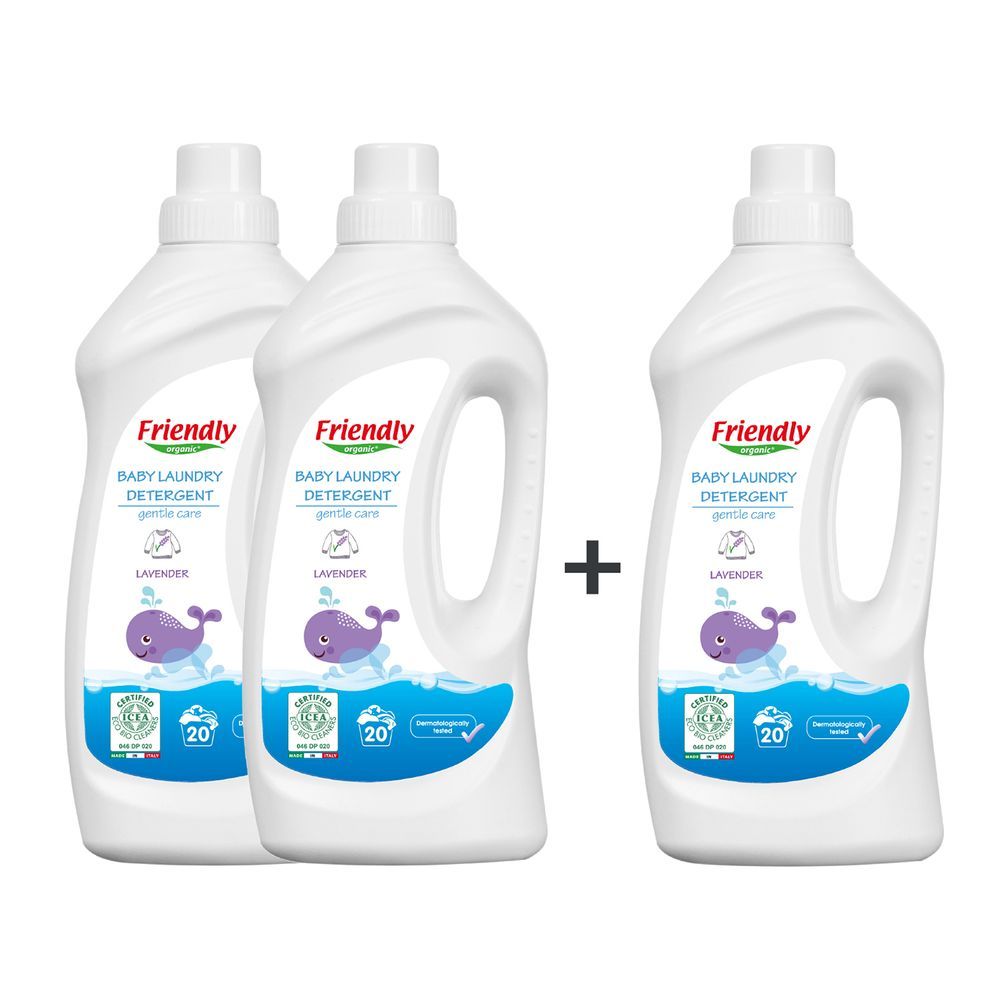 Friendly Organic - Baby Laundry Liquid Detergent Gentle Care - Lavender - 1000ml - 3 Pcs