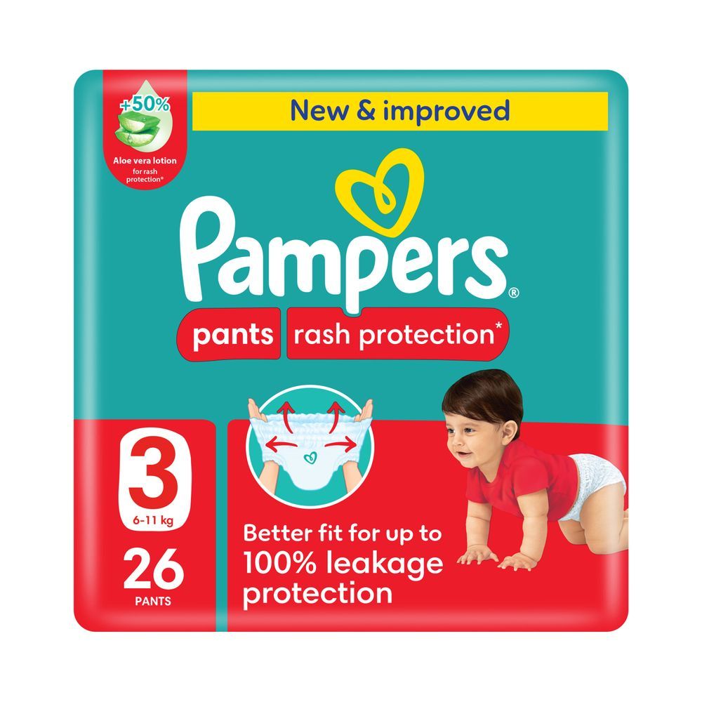 Pampers - Rash Protection Diapers Pants With Aloe Vera - Size 3 - 6-11kg - 26 Pcs