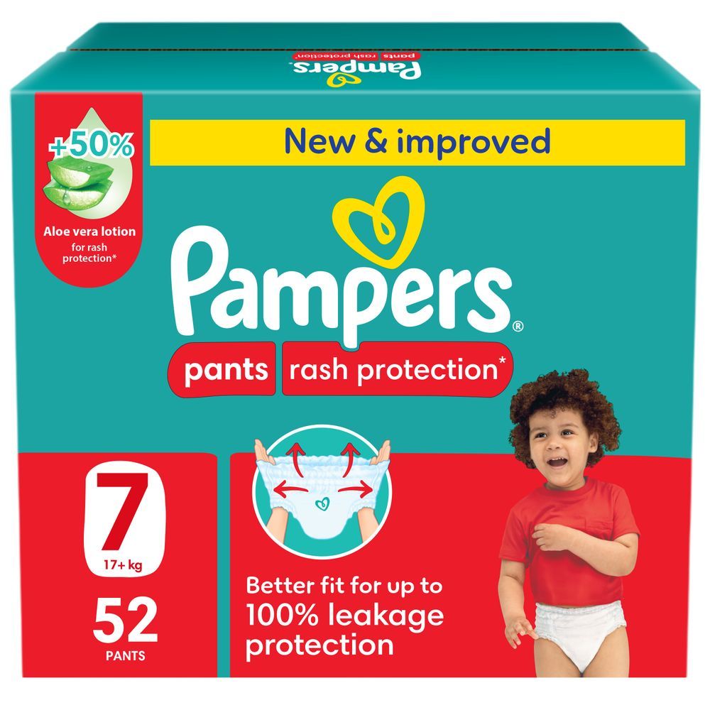 Pampers - Rash Protection Diapers Pants With Aloe Vera - Size 7 - 20+kg - 52 Pcs