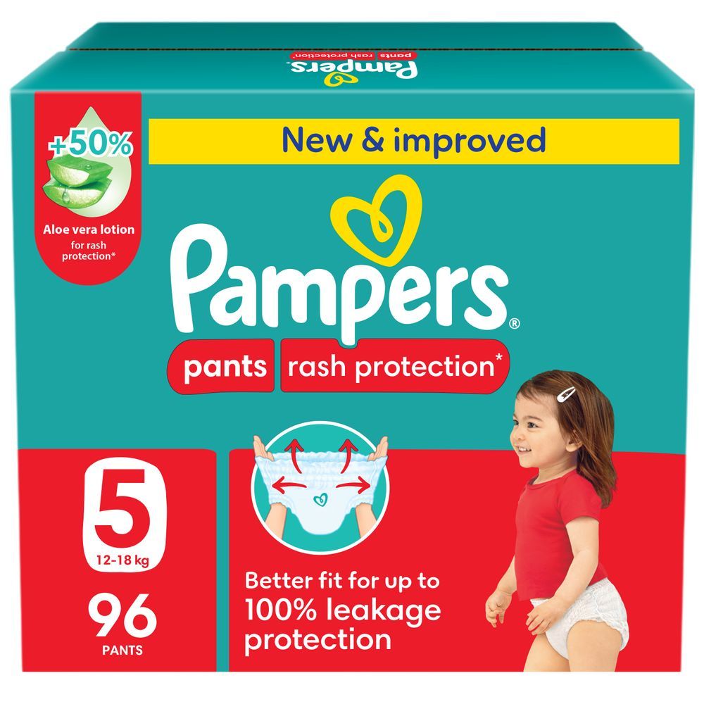 Pampers - Rash Protection Diapers Pants With Aloe Vera - Size5 - 12-18kg - 96 Pcs