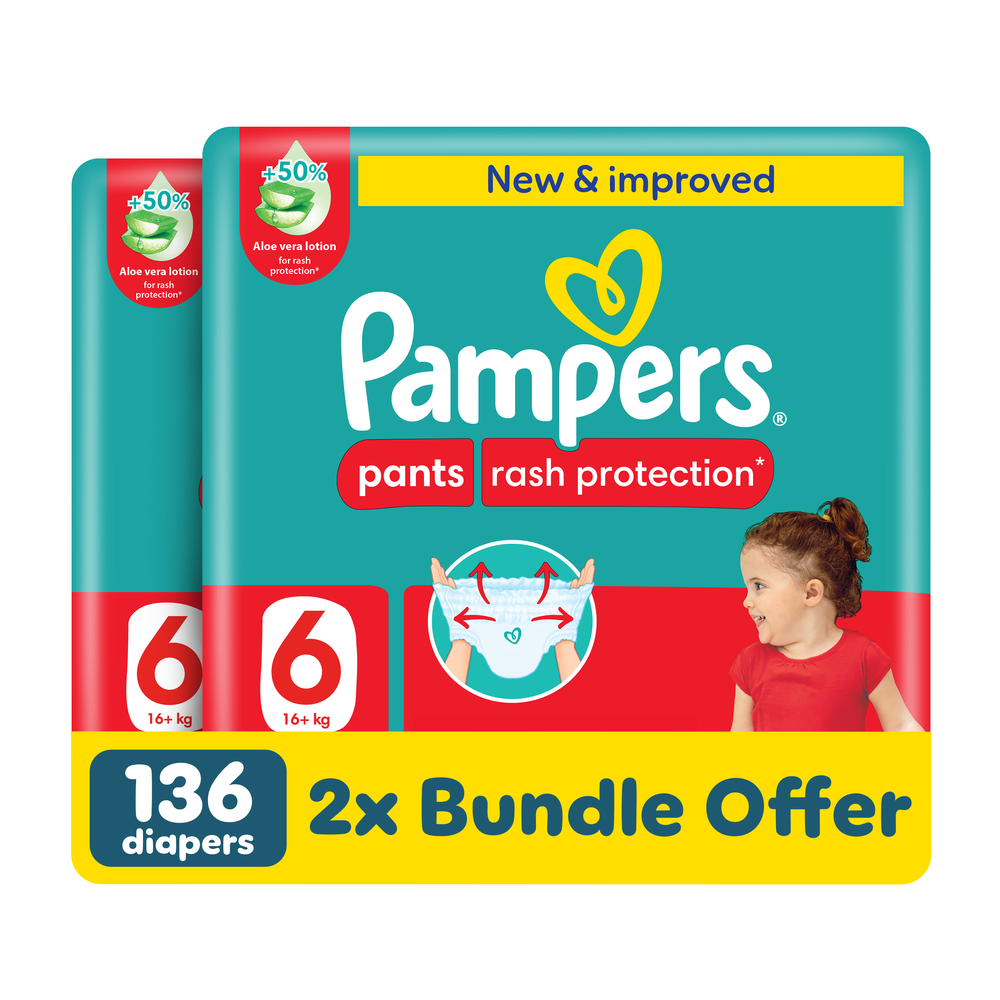 Pampers - Rash Protection Diaper Pants - Size 6 - 16+ kg - Pack of 2 - 136 Pcs