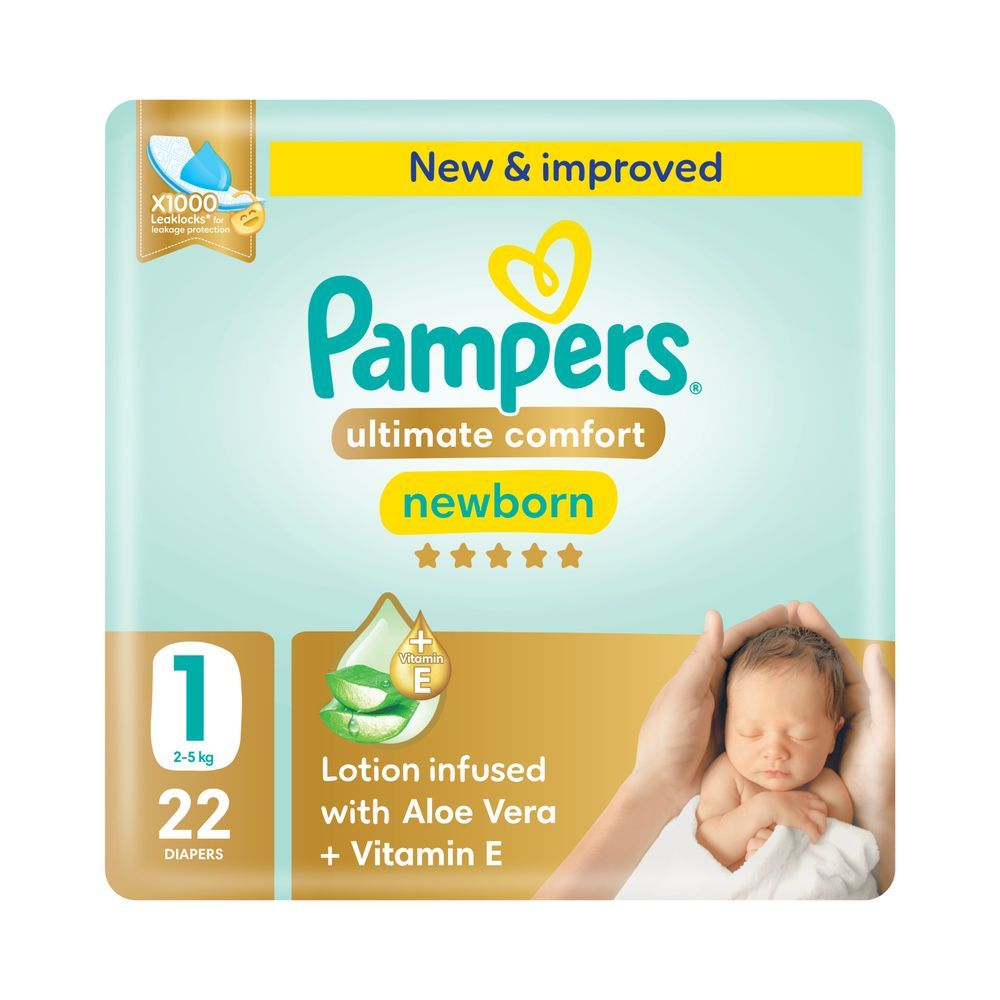 Pampers - Ultimate Comfort Taped Diapers - Size 1 - 2-5 kg - 22 Pcs