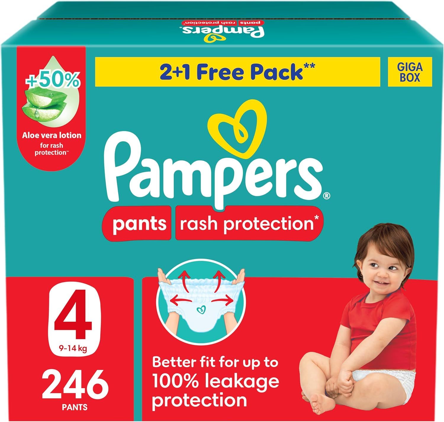Pampers - Rash Protection Diaper Pants - Size 4 - 9-14 kg - 246 Count