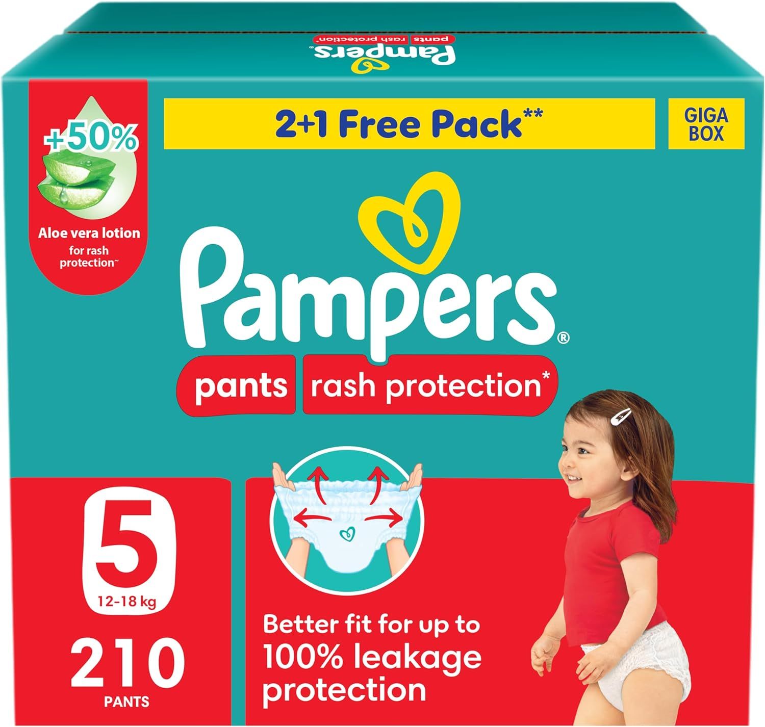 Pampers - Rash Protection Diaper Pants - Size 5 - 12-18 kg - 210 Count