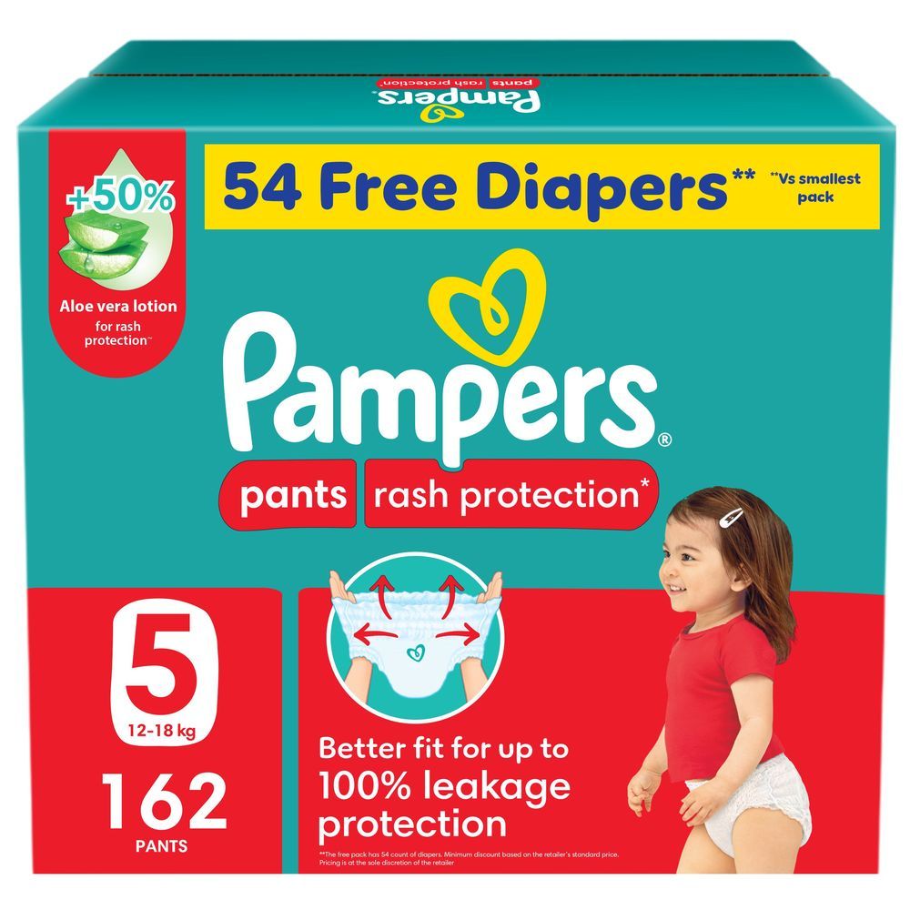 Pampers - Rash Protection Diaper Pants - Size 5 - 12-18 kg - 162 Count
