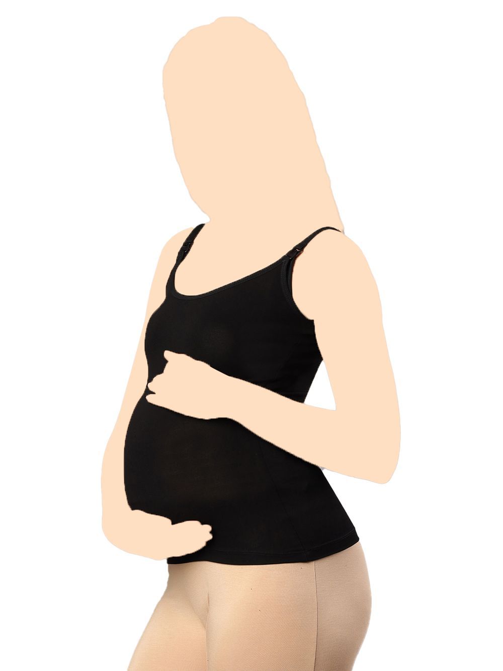 Tummy - Seemless Maternity & Nursing Feeding Support Vest - Beige/Black - Pack of 2