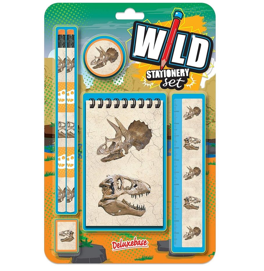 Deluxe Base - Wild Stationery Set - Dinosaurs - 6 Pcs