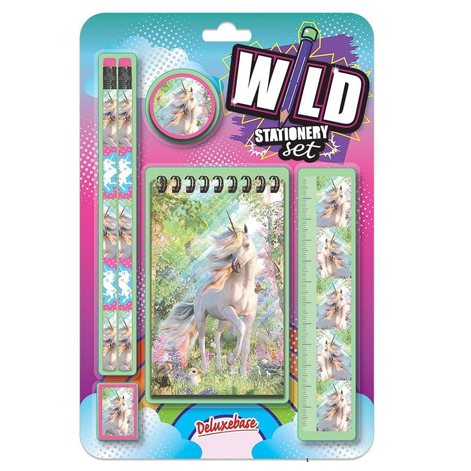 Deluxe Base - Wild Stationery Set - Unicorn - 6 Pcs