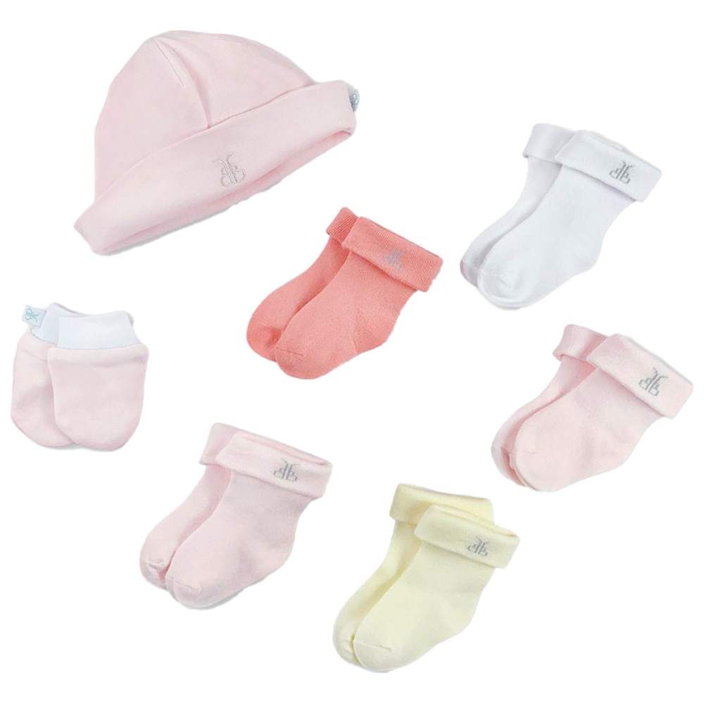 Babyblooms - 7pc-Set - Welcome Baby Posy Mittens, Hat & Socks Set - Neutral
