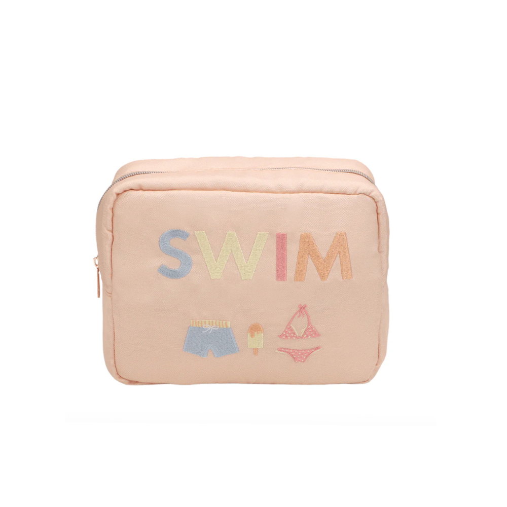 Little IA - Swim Embroidered Pouch - Pink