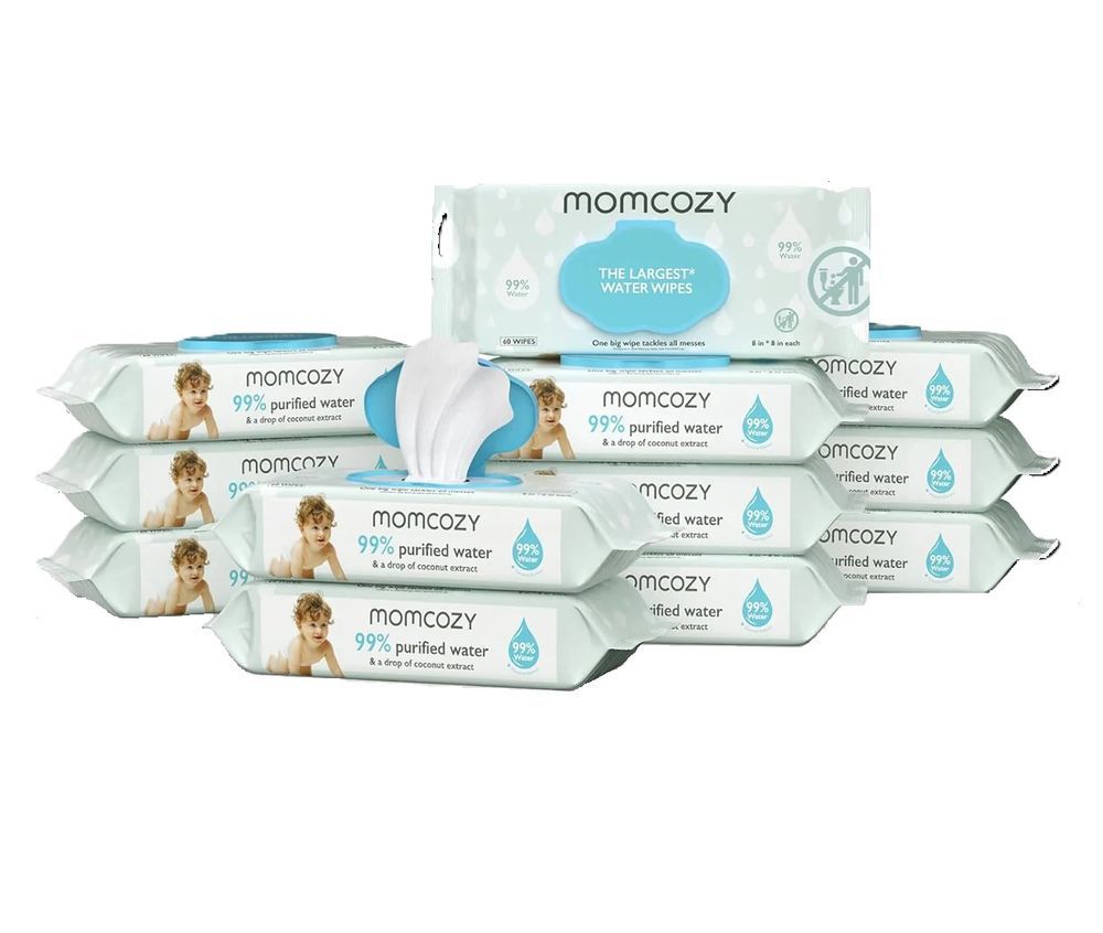 Momcozy - Water Wipes For Sensitive Skin - Unscented - Pack of 12 - 720 Pcs