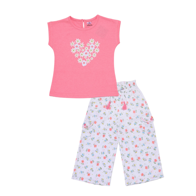 Smart Baby - 2pc-Set - Girl's Short Sleeves Top With Pants - Pink/White