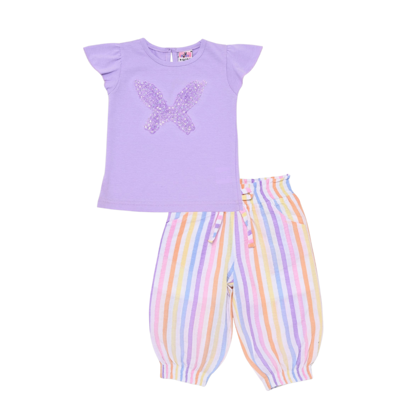 Smart Baby - 2pc-Set - Girl's Cotton Top With Harem Pants - Lilac