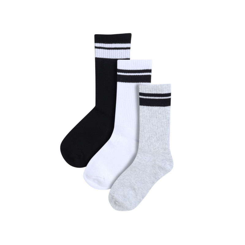 Genius - 3pc-Set - Boy's Printed Crew Socks - White/Grey/Black