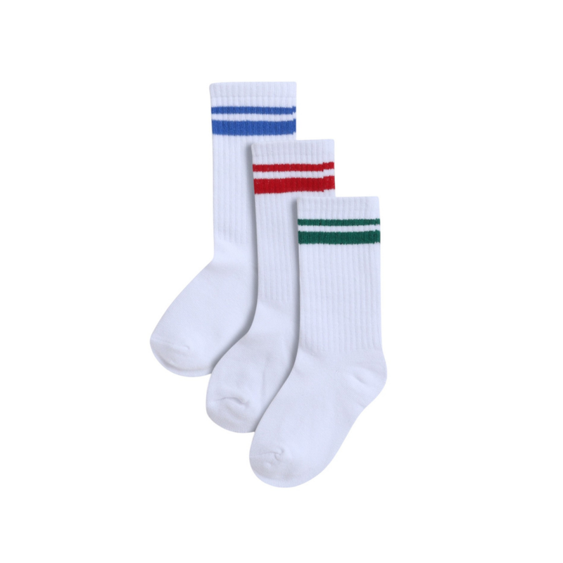 Genius - 3pc-Set - Boy's Plain Crew Socks - Multicolor