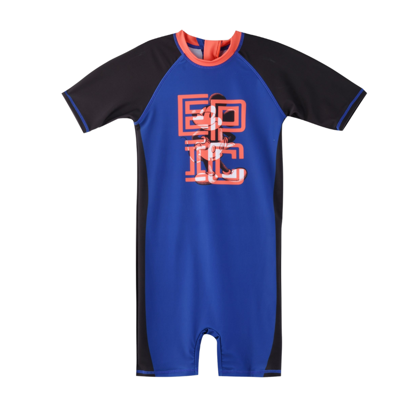 Mickey Mouse - Boy's Overall Half Sleeves Rash Guard - Multicolor