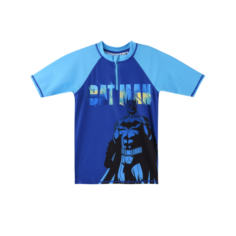 Batman - Boy's Short Sleeves Rash Guard Top - Blue