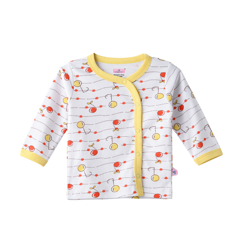 Smart Baby - Girl's All Over Printed Front Open Top - White/Yellow