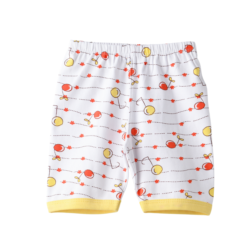 Smart Baby - Girl's All Over Printed Shorts - White/Yellow