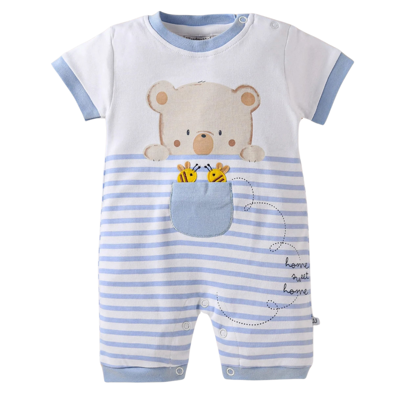 Wonderchild - Baby Boy' Round Neck Half Sleeve Romper - Blue