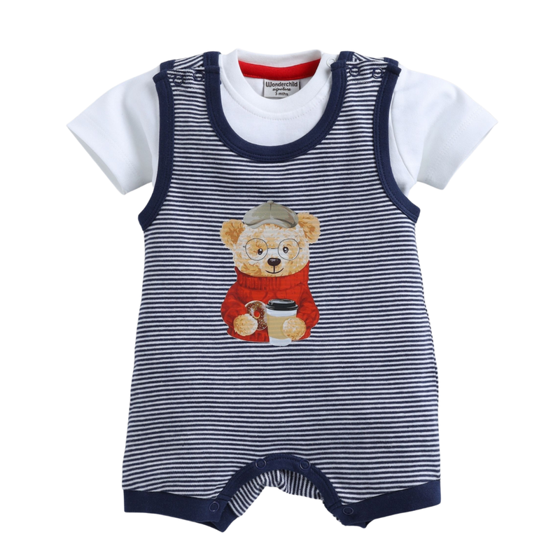 Wonderchild - Baby Boy T-Shirt With Dungaree - Navy