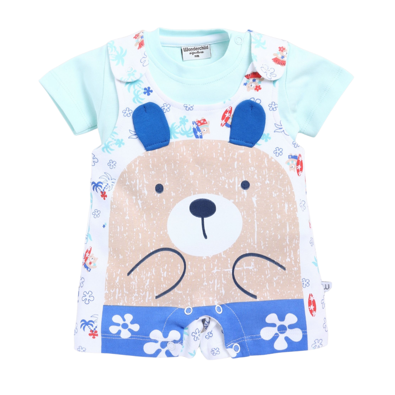 Wonderchild - Baby Girl' T-Shirt With Dungaree - Mint Blue