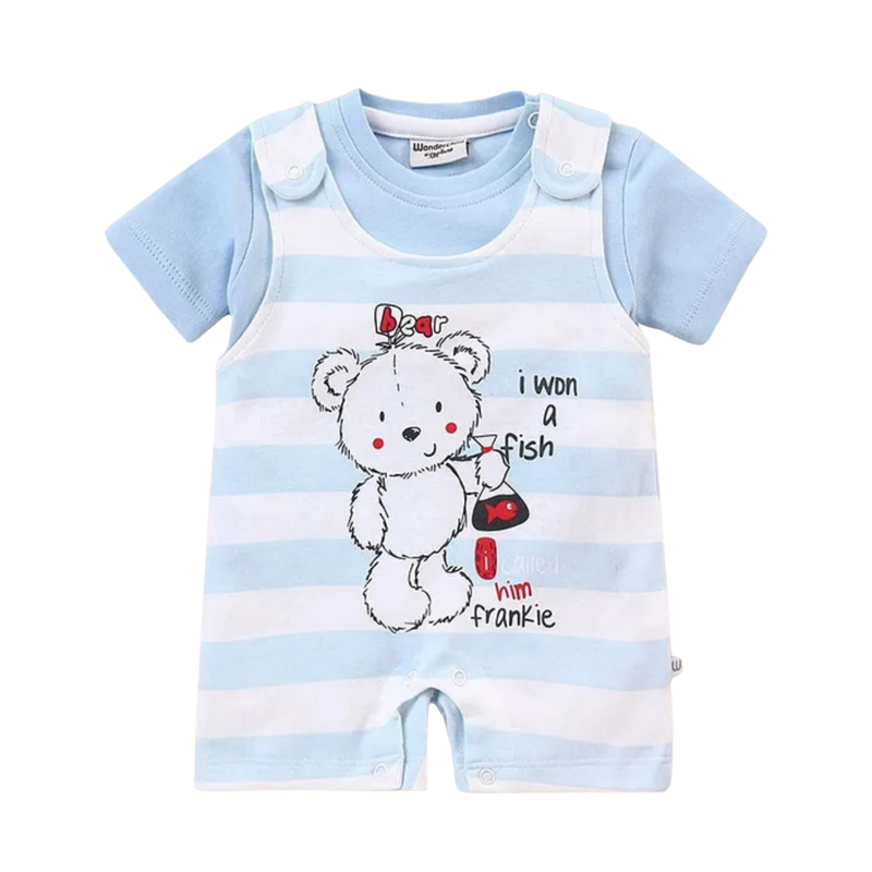 Wonderchild - Baby Boy' T-Shirt With Dungaree - Sky Blue
