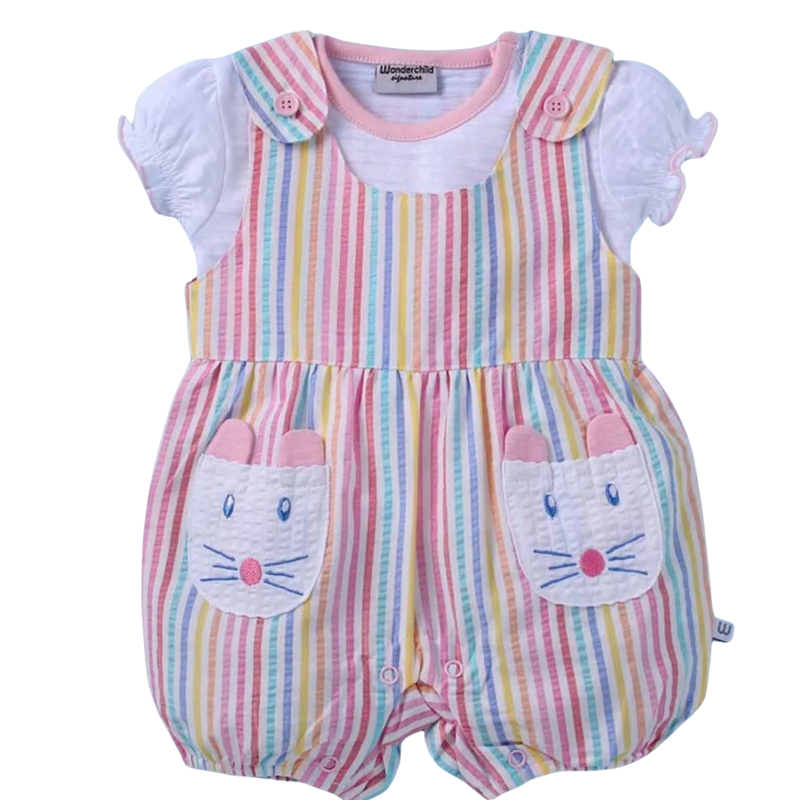 Wonderchild - Baby Girl' T-Shirt With Dungaree - Pink