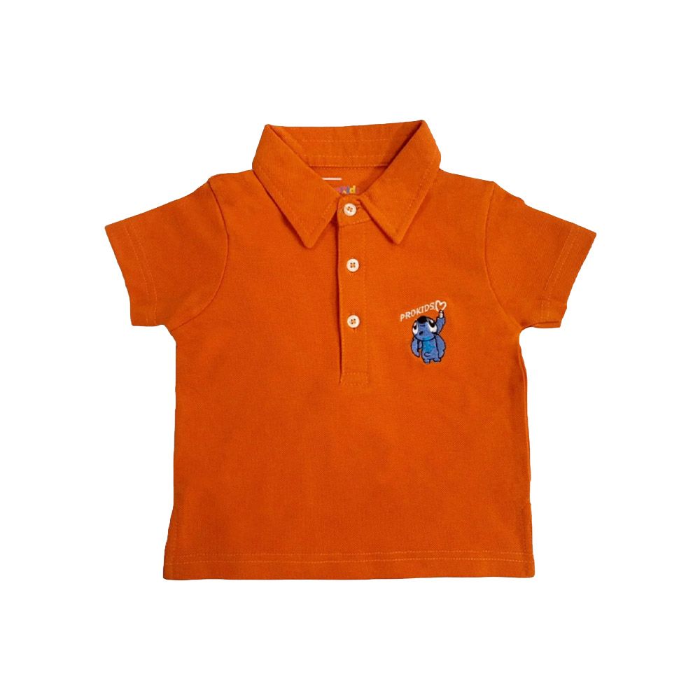 Prokids - Baby Button Up Letter Embroidery Polo Shirt - Orange