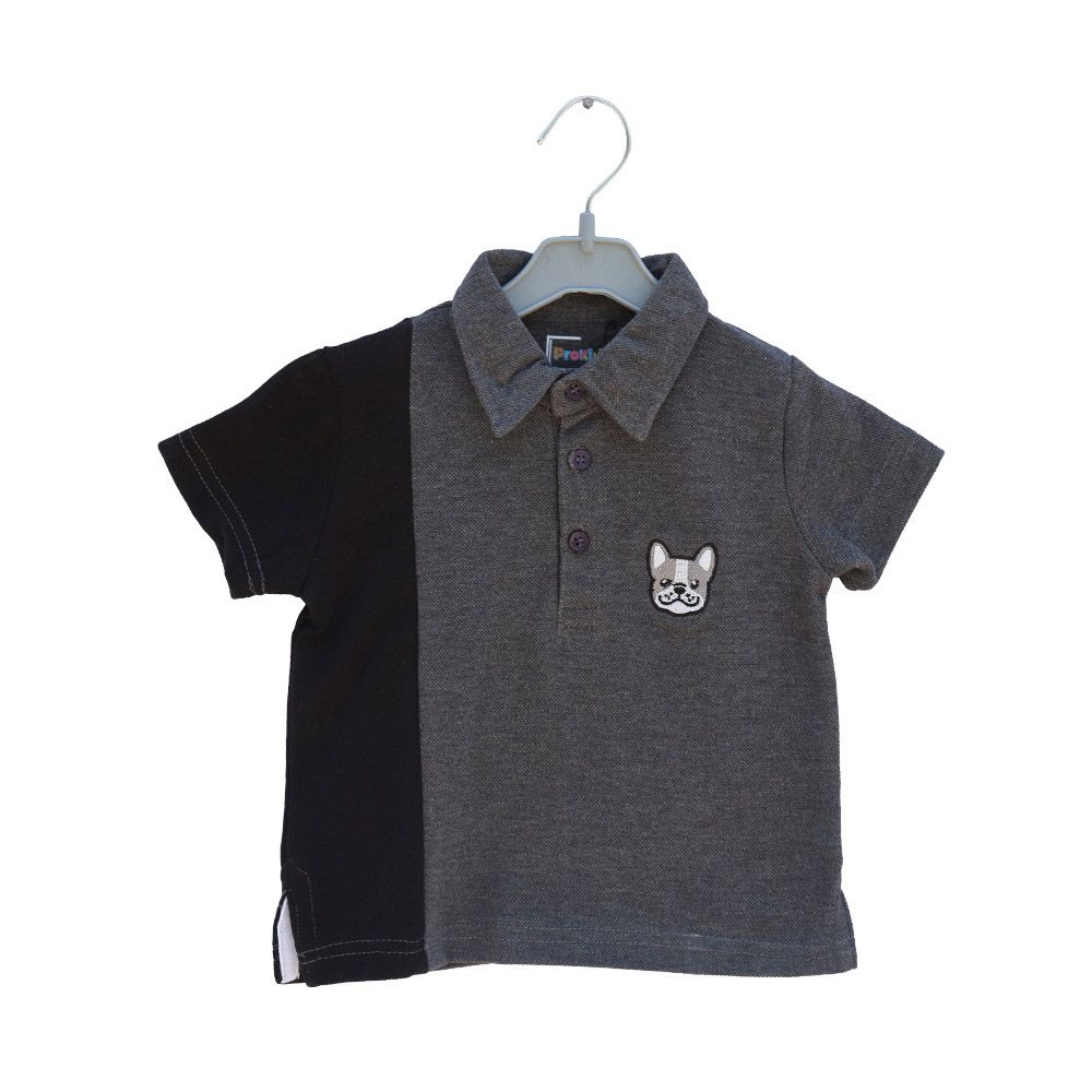 Prokids - Baby Button Up Polo Shirt - Black & Grey