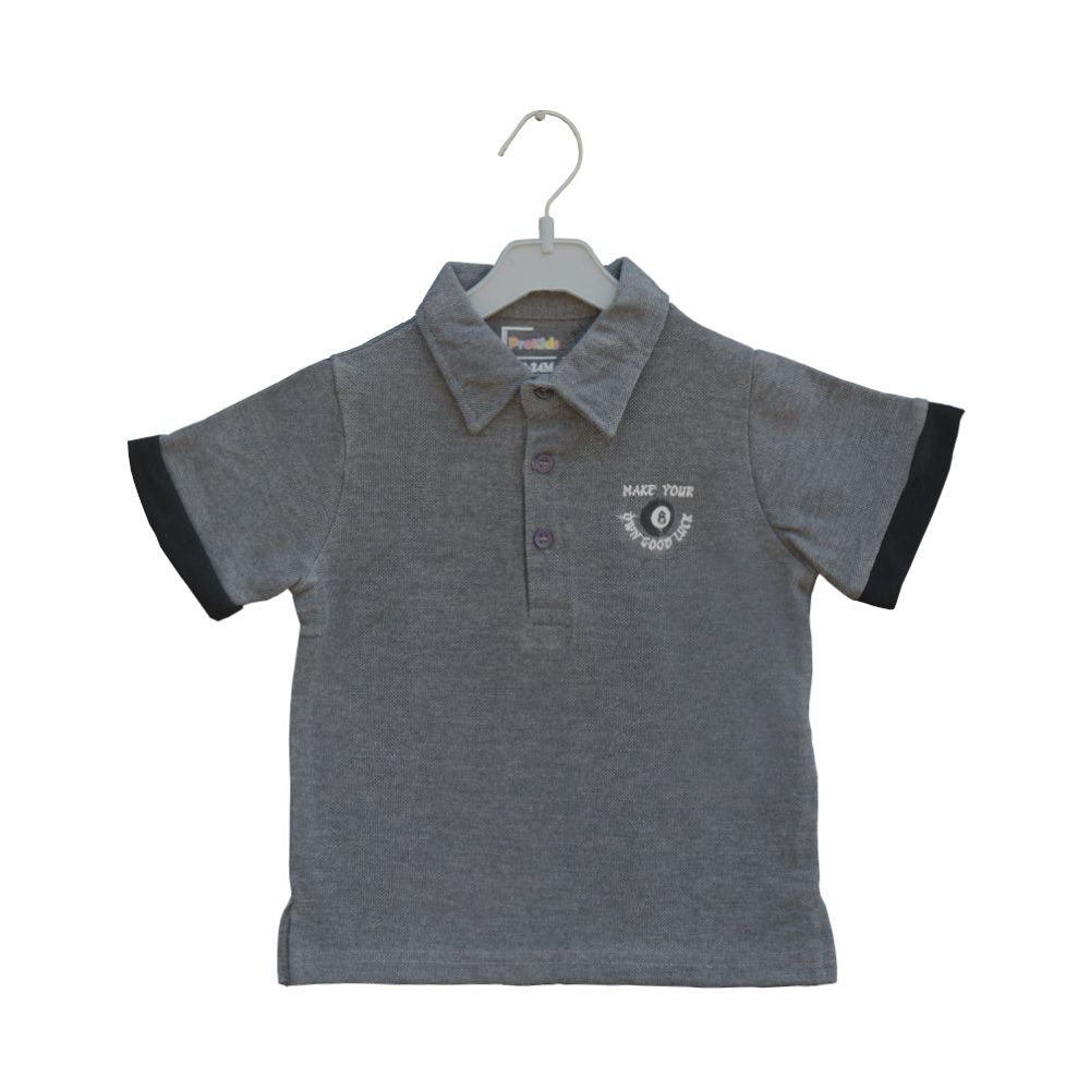 Prokids - Kids Button Up Polo Shirt - Grey