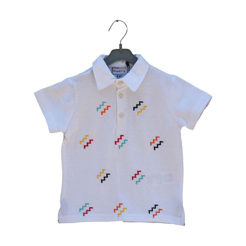 Prokids - Kids Button Up Polo Shirt - White