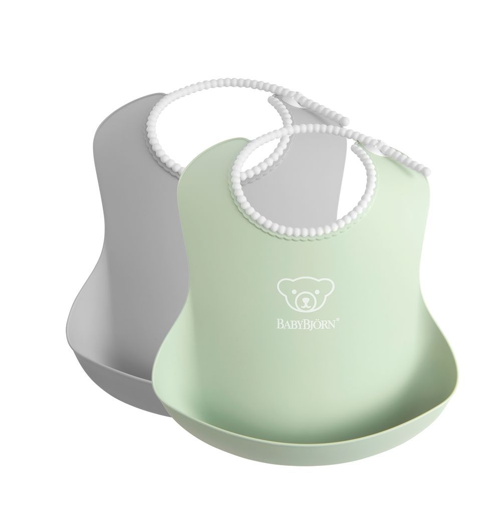 BABYBJORN - Baby Bib - Grey/Powder Green - Pack of 2