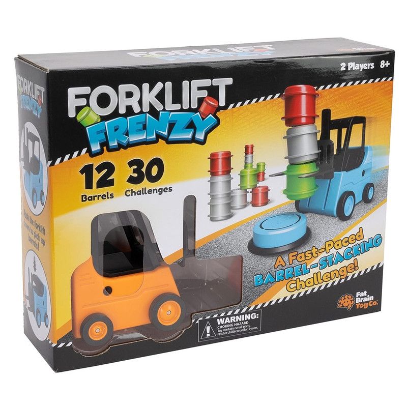 Fat Brain Toys - Forklift Frenzy Vehicle Barrel Stacking Playset - 46 Pcs