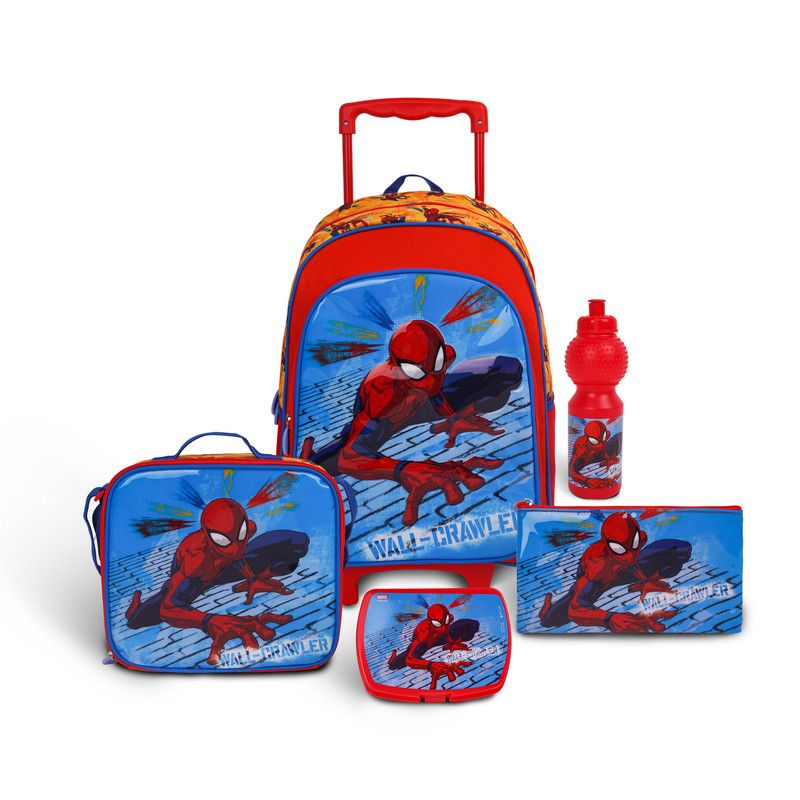 Marvel - 5-In-1 Spiderman Wall Crawler Trolley School Box Set