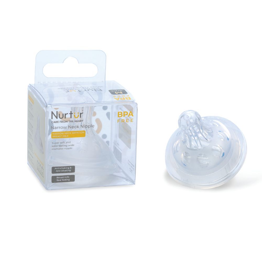 Nurtur - Cozi Wide Neck Silicone 3 Flow Rate Teat - M-Nude - Clear