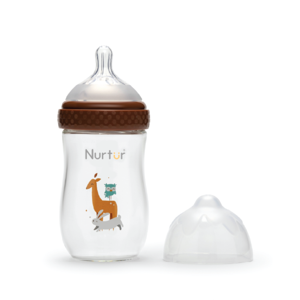 Nurtur Cozi - PP Bottle With Wide Teat 240ml - Brown / Deer