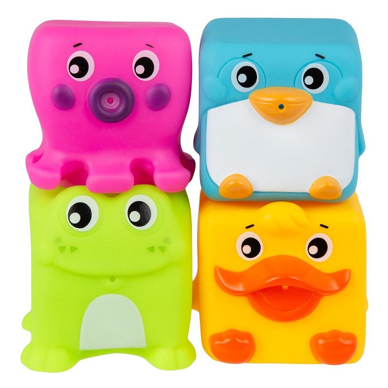 Playgro - Grip And Stack Cubes Sensory Toy Set - Multicolor - 4 Pcs